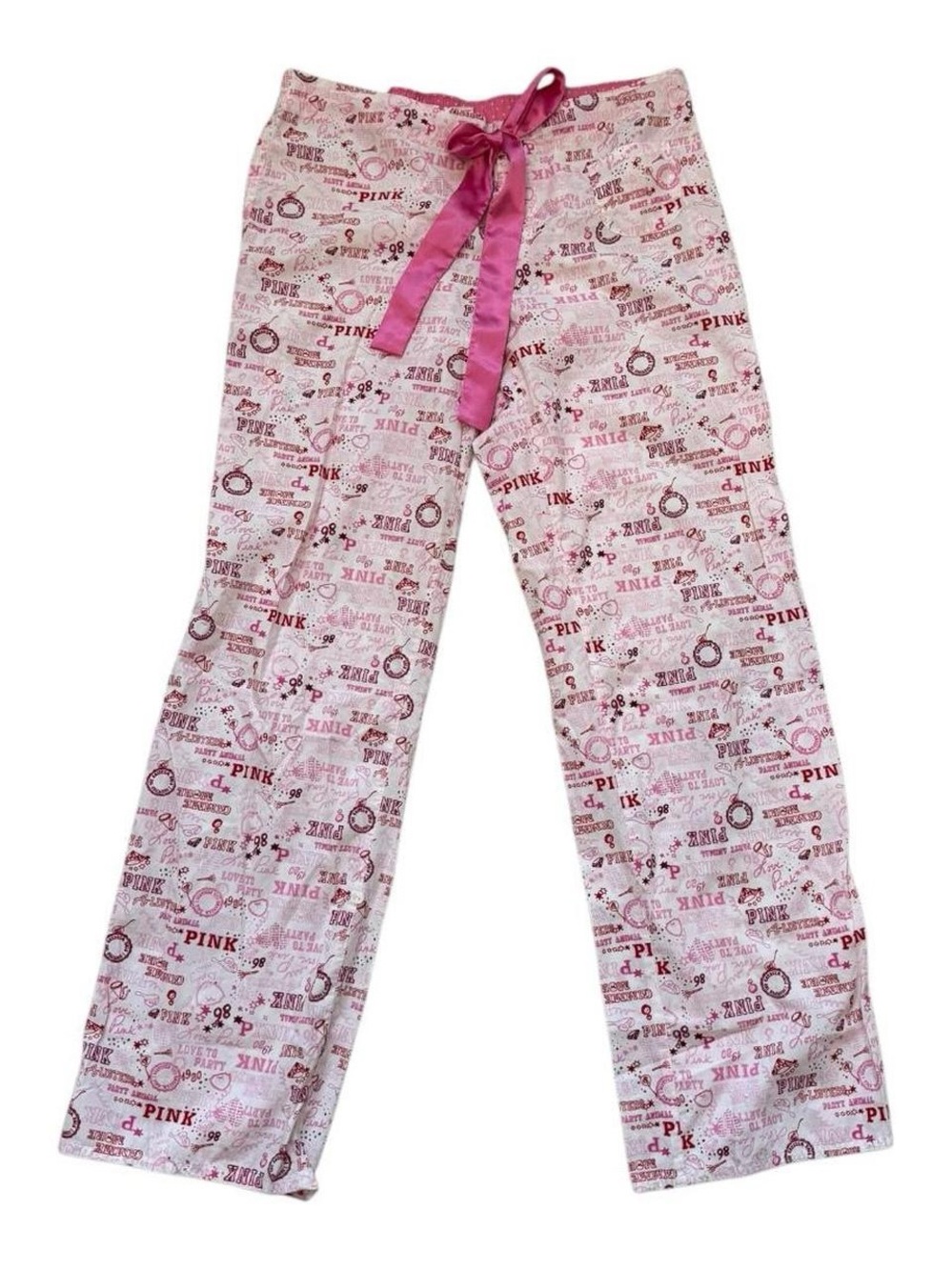 2007 Victoria's Secret PINK White & Pink Logo Lounge Pants